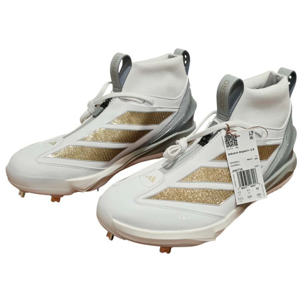 Adidas Adizero Impact+ 2.0 Baseball Cleats White Gold Mens 11.5 JH6716 NWT